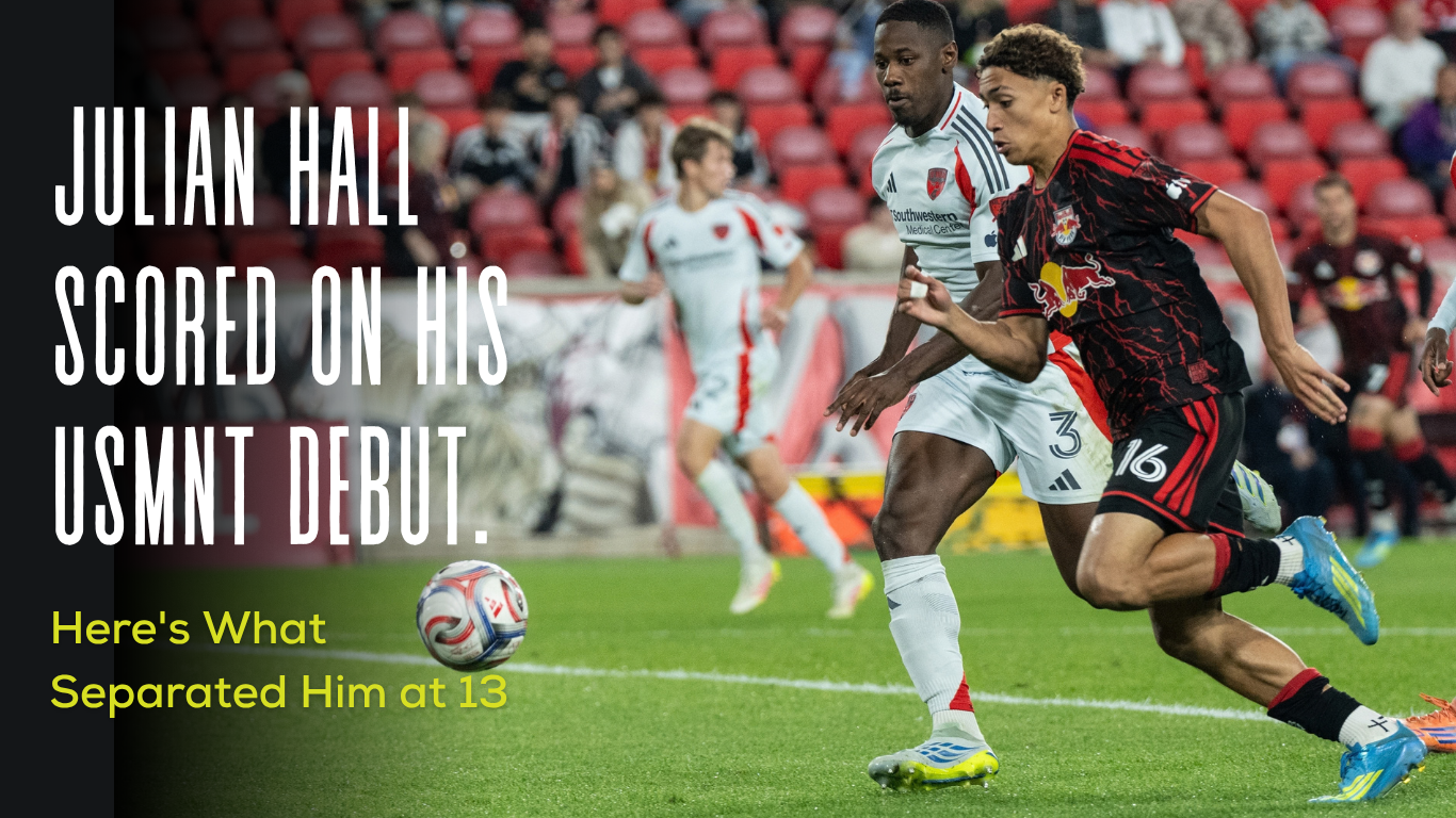 Professional forward competing in an MLS match after progressing through a structured player development pathway